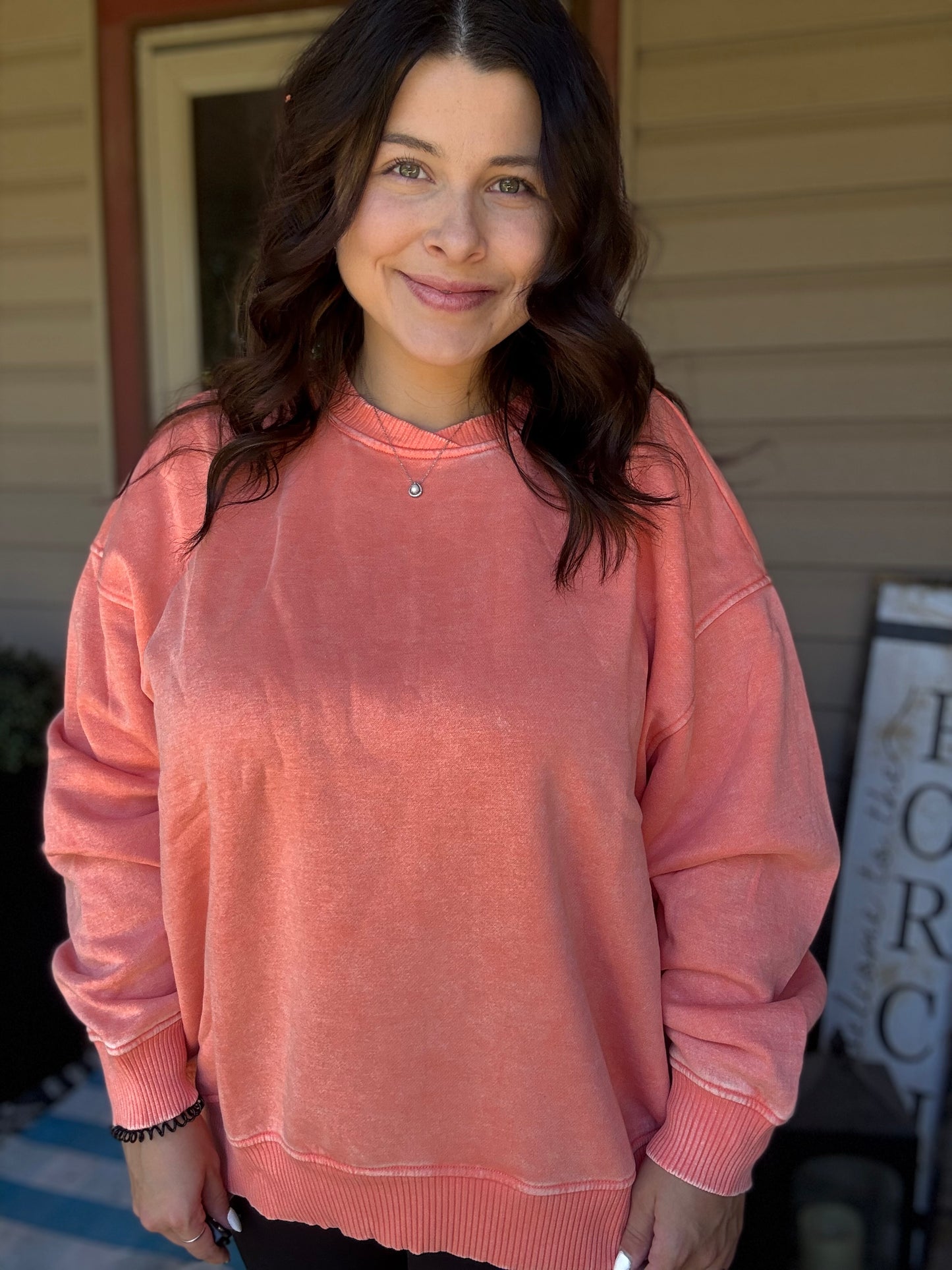 Oversized Fleece Sweatshirt - Coral