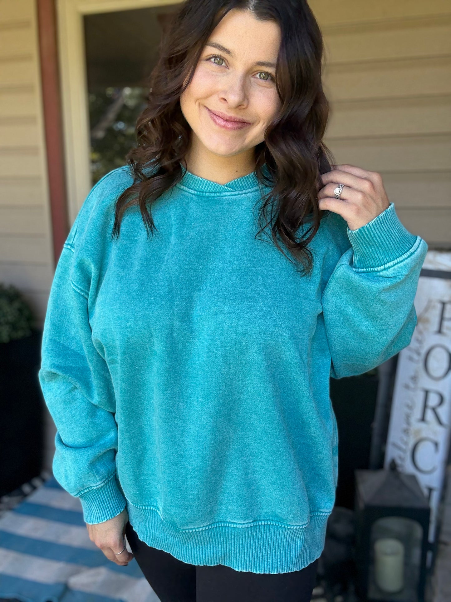 Oversized Fleece Sweatshirt - Teal