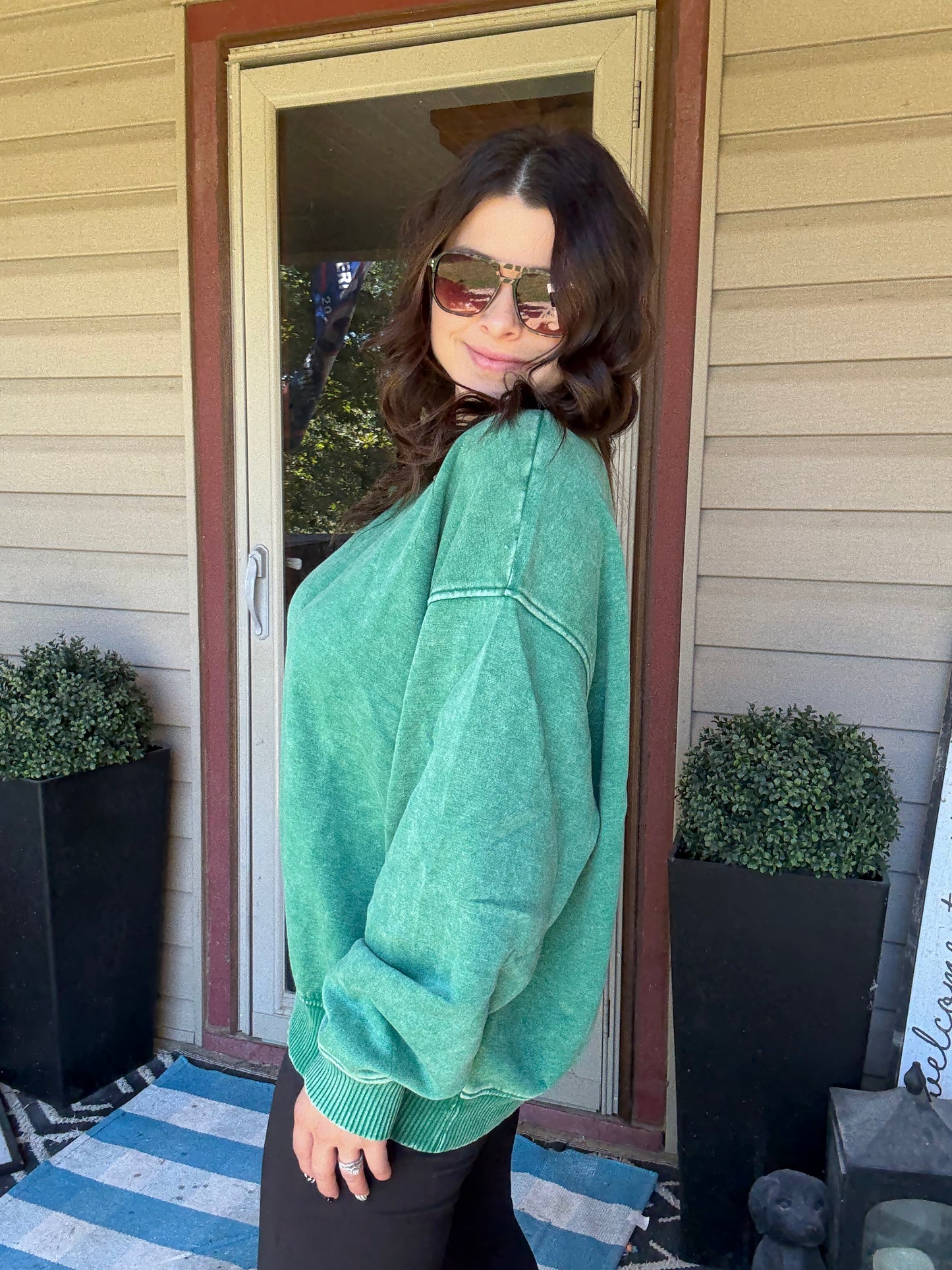 Oversized Fleece Sweatshirt - Green