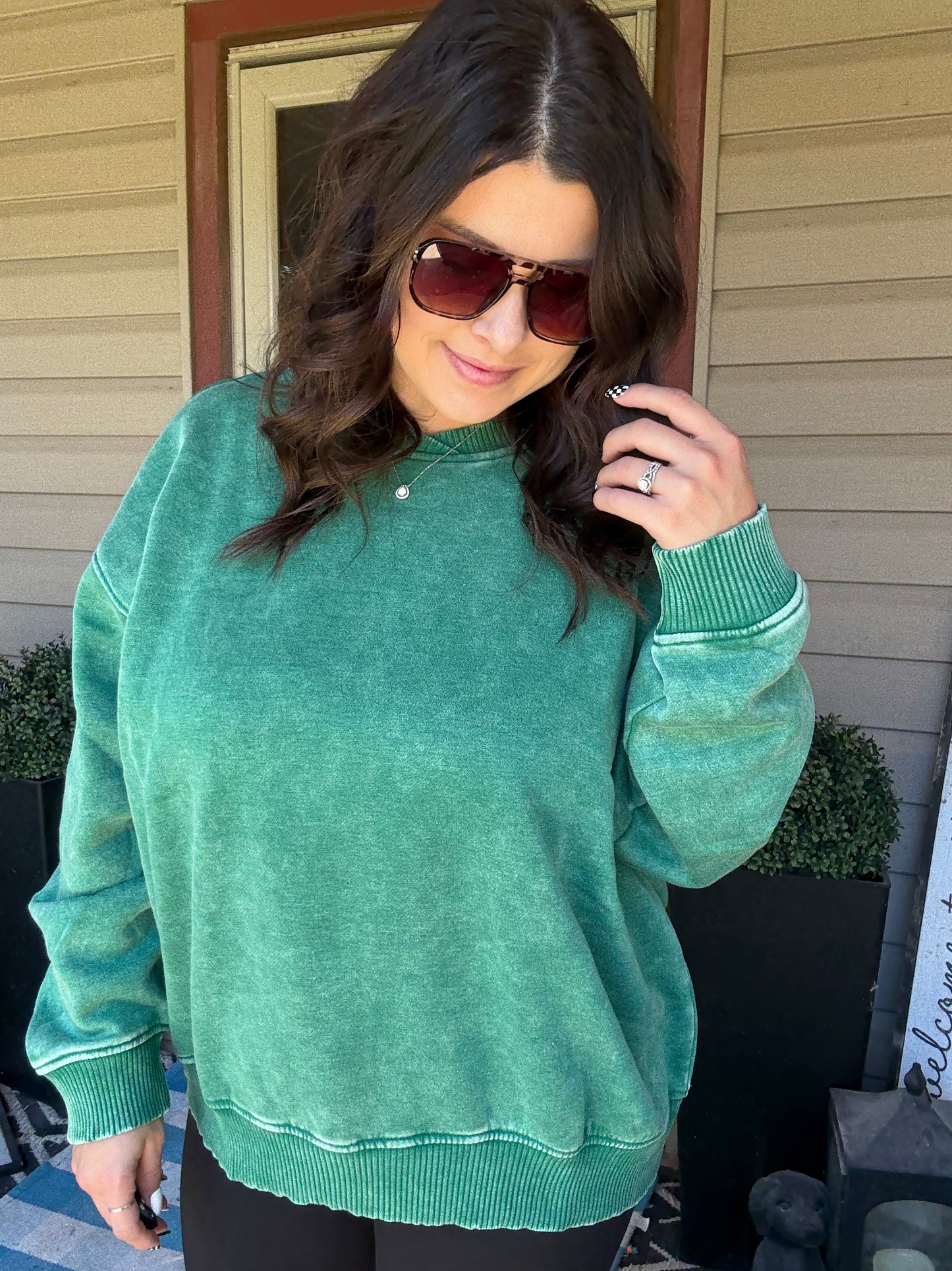 Oversized Fleece Sweatshirt - Green