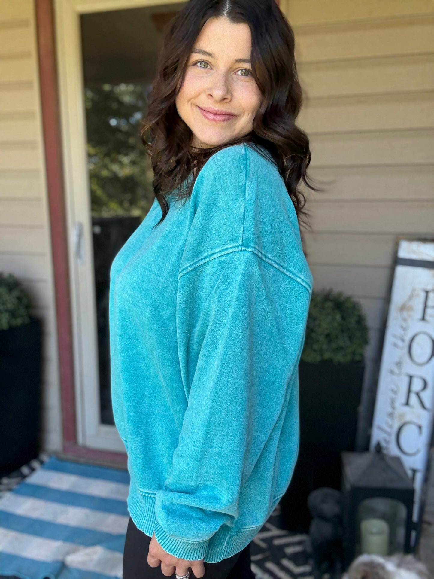 Oversized Fleece Sweatshirt - Teal