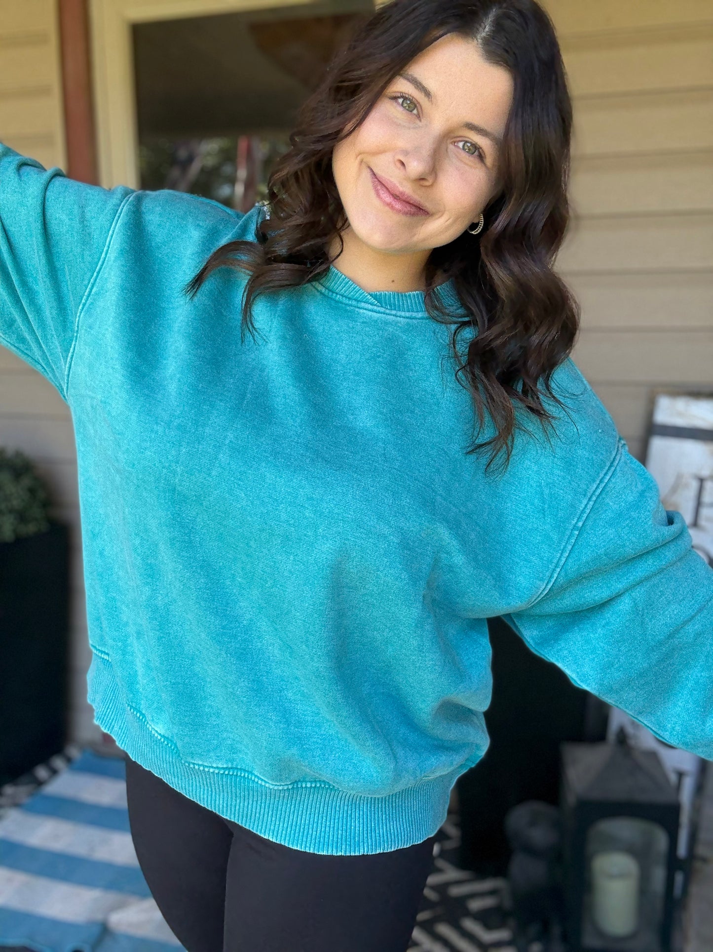 Oversized Fleece Sweatshirt - Teal