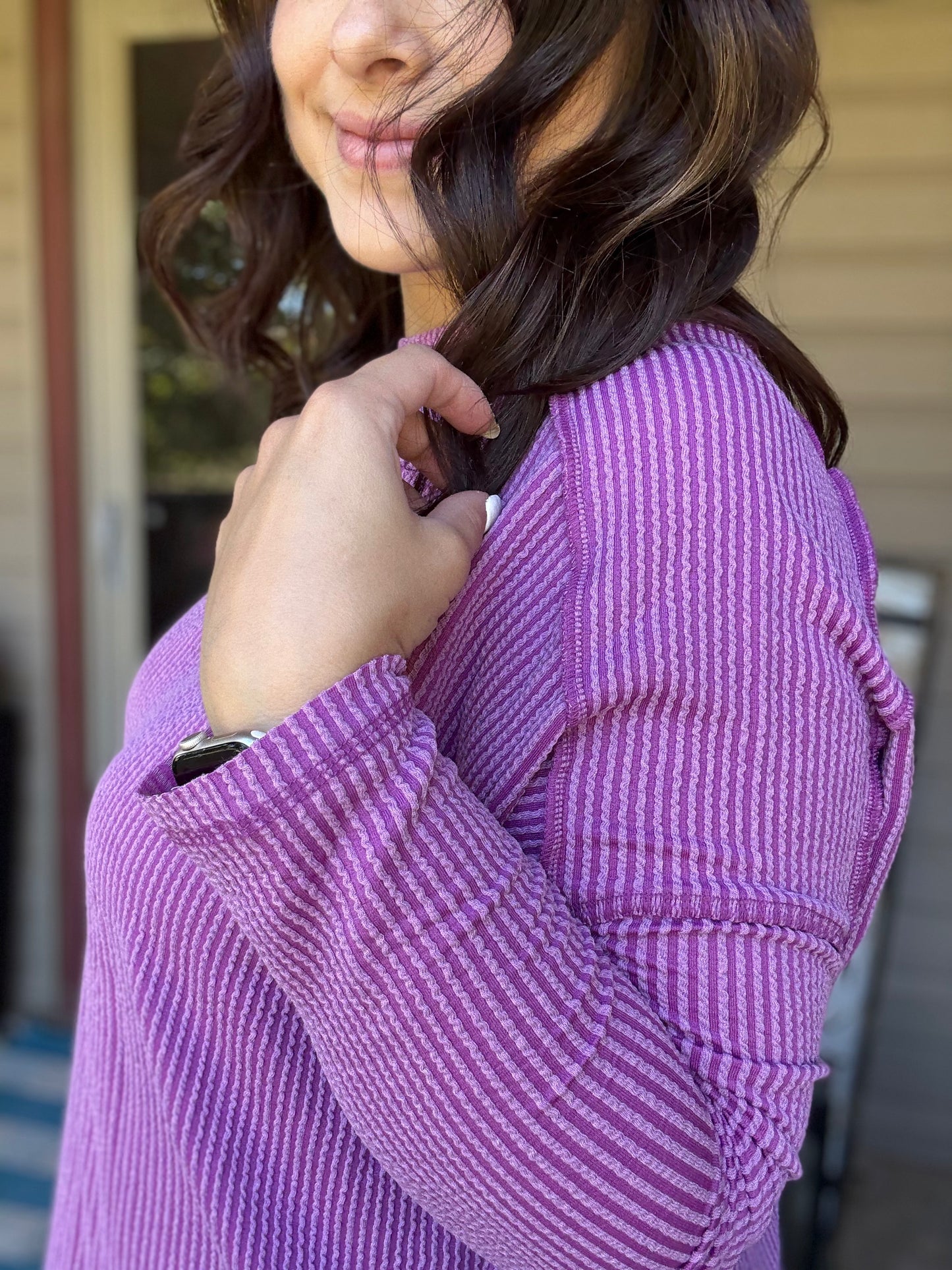 Fallin' For You Ribbed Tee - Plum