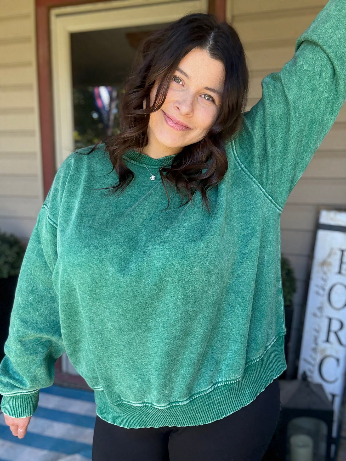 Oversized Fleece Sweatshirt - Green