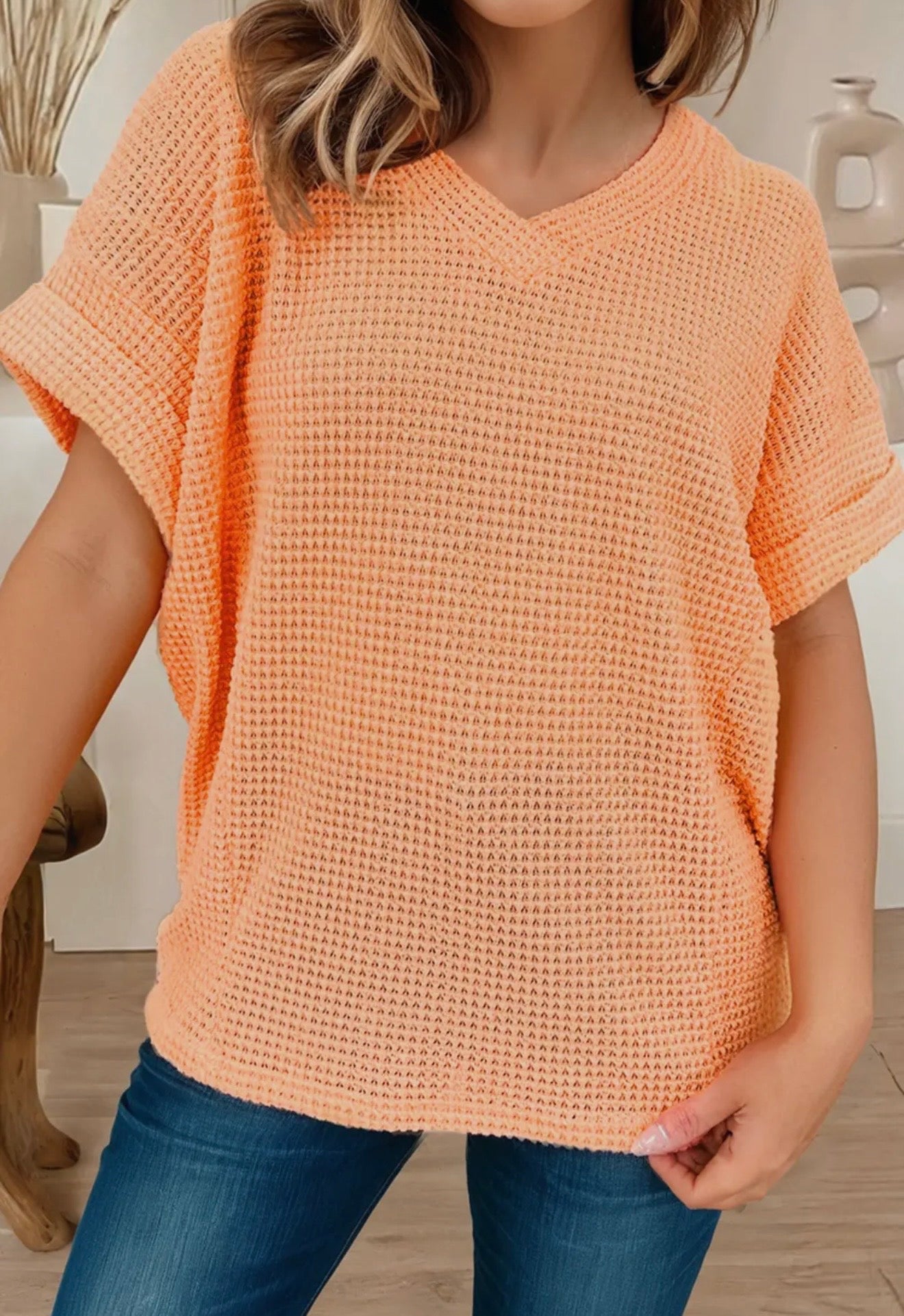 Waffle V-Neck Tee