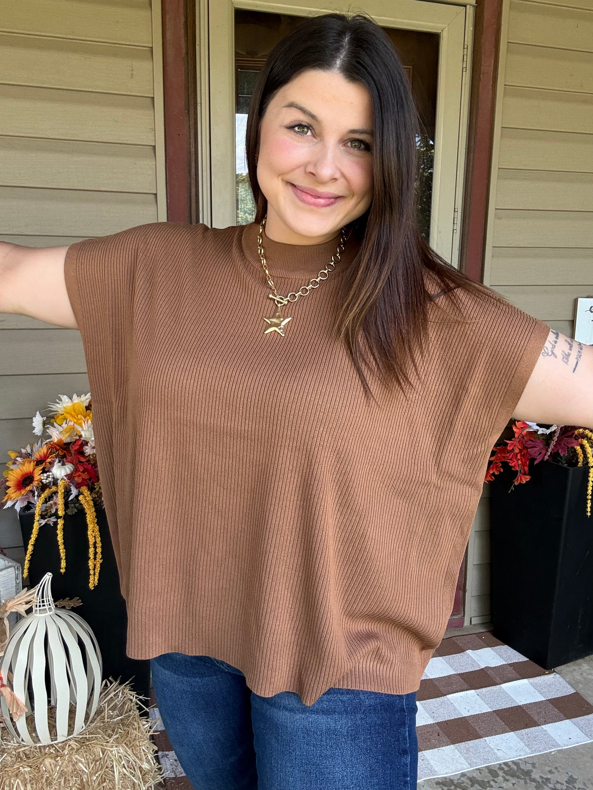 Vicose Mockneck Short Sleeve Sweater