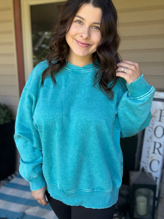 Oversized Fleece Sweatshirt - Teal