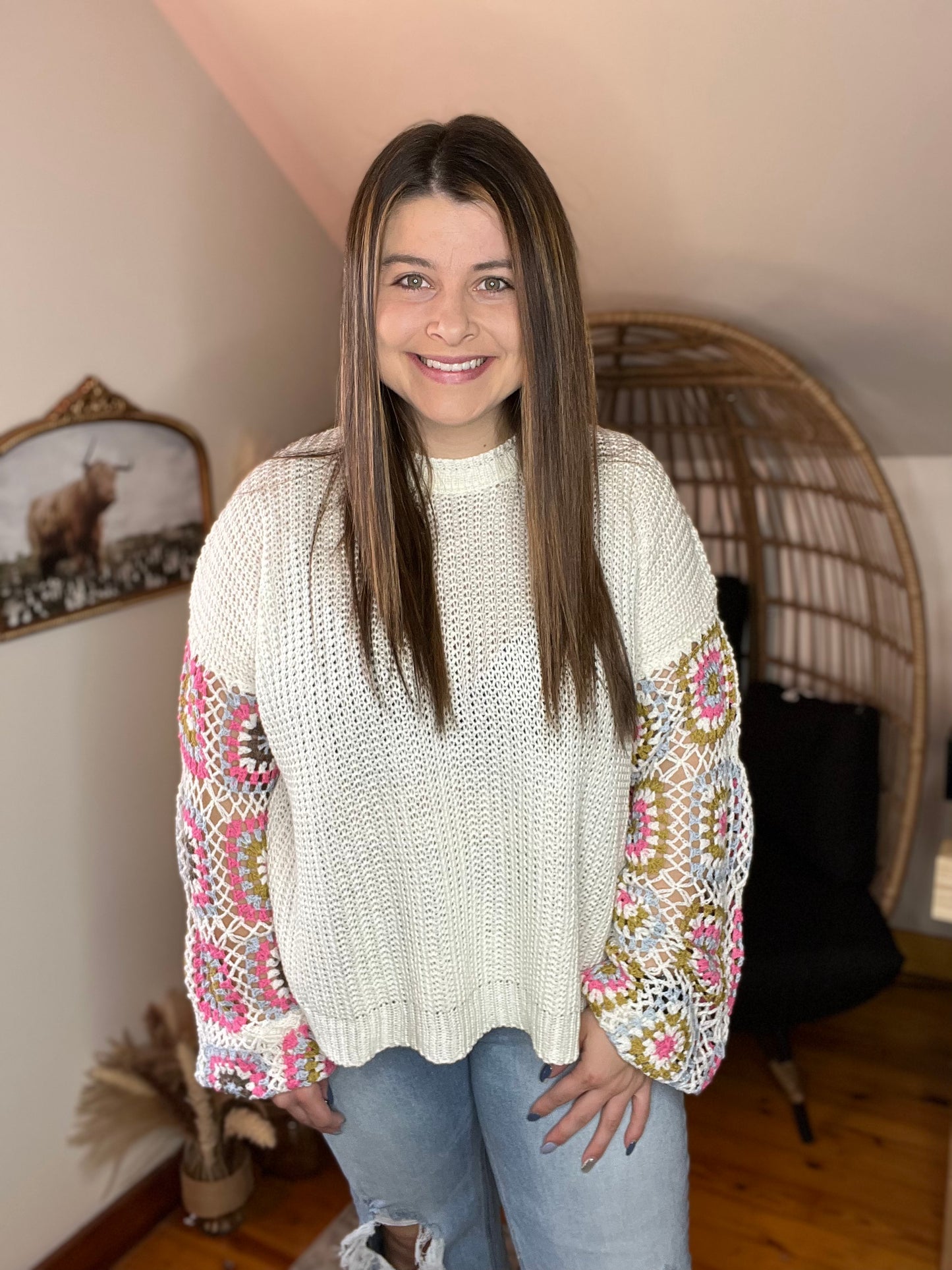 Ivory Crochet Sweater