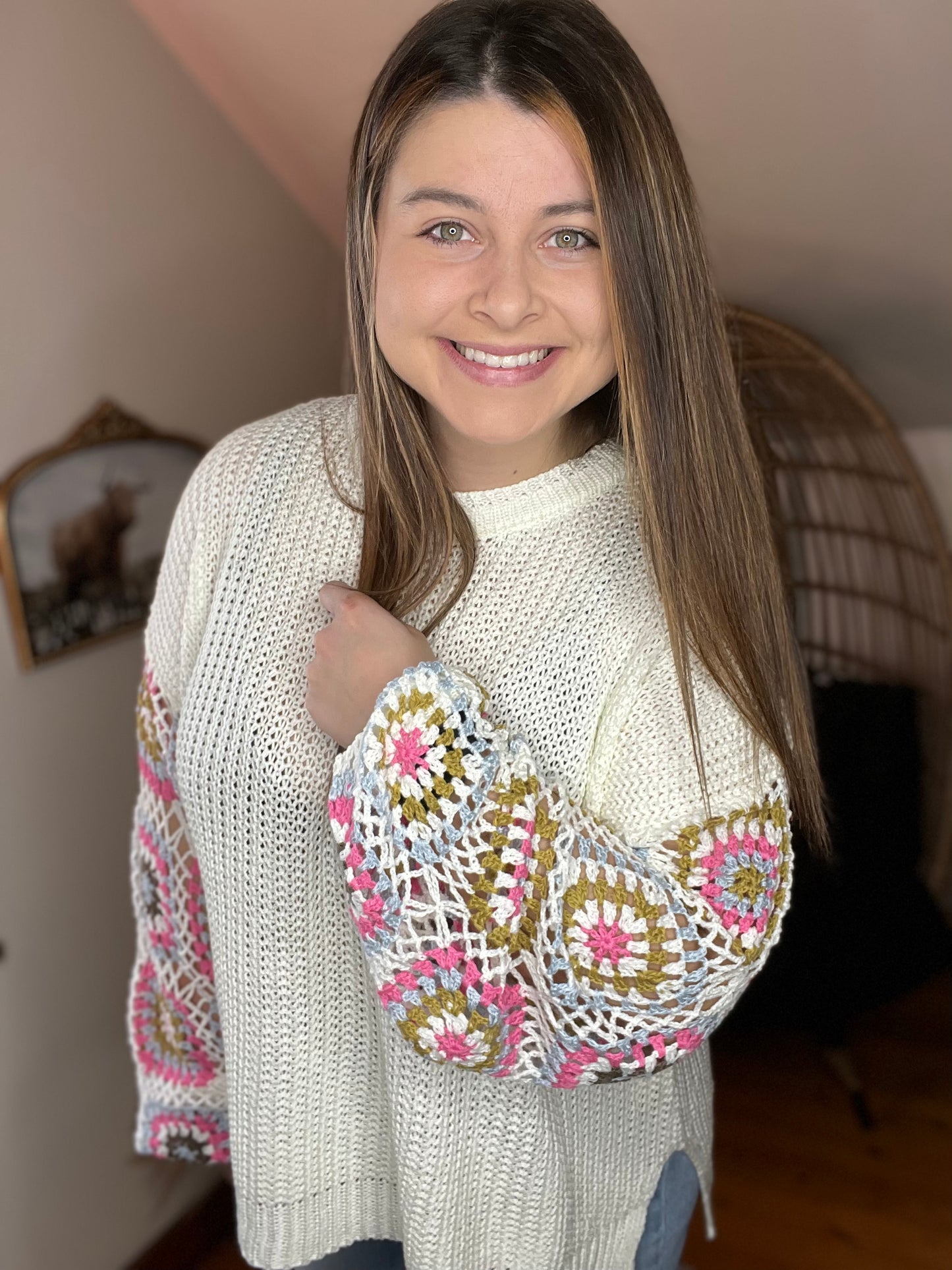 Ivory Crochet Sweater