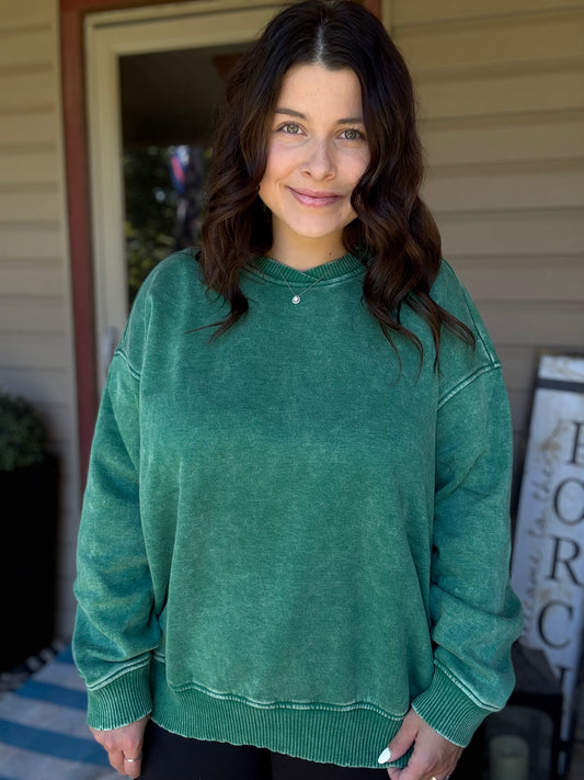 Oversized Fleece Sweatshirt - Green