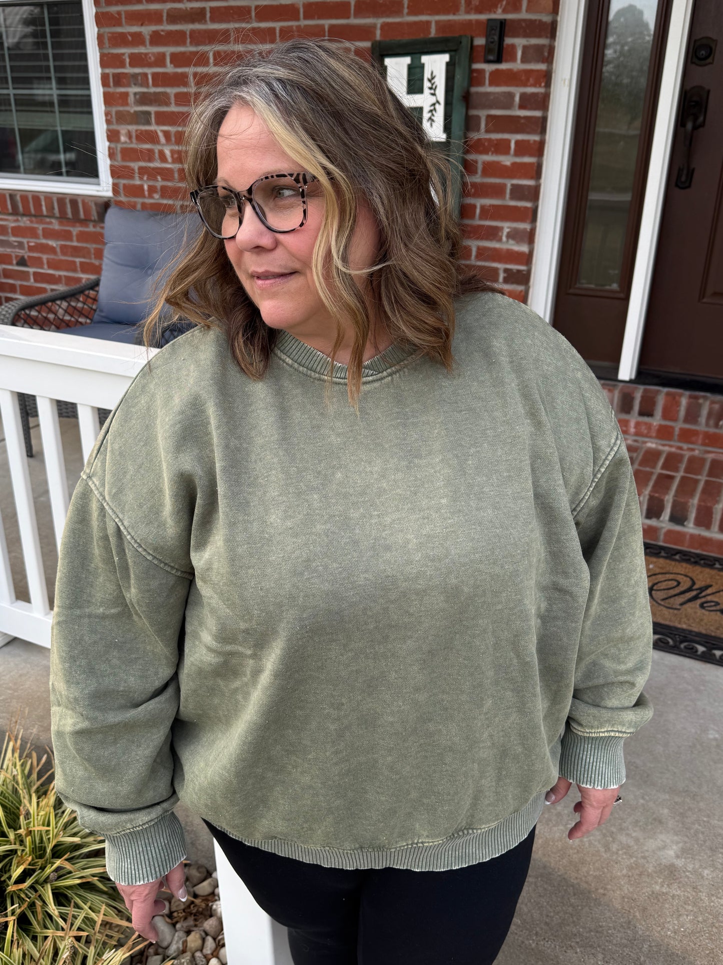 Oversized Fleece Pullover - Olive