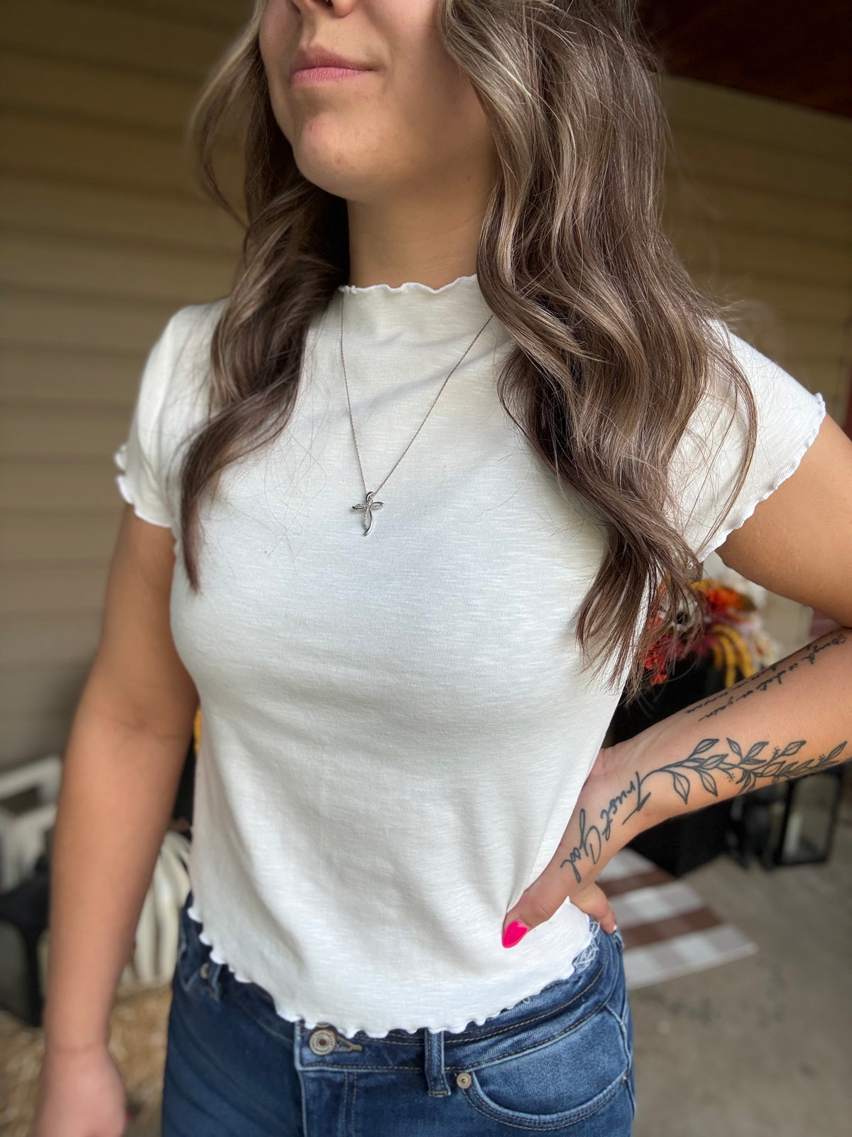 Lettuce Trimmed Cropped Tee
