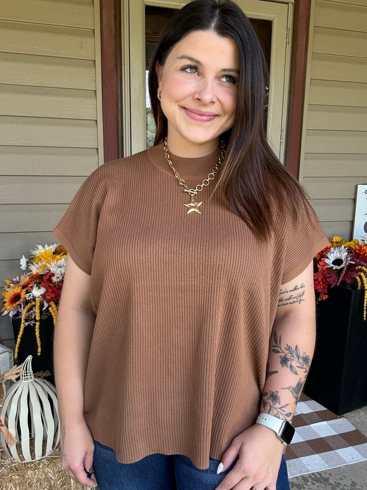 Vicose Mockneck Short Sleeve Sweater