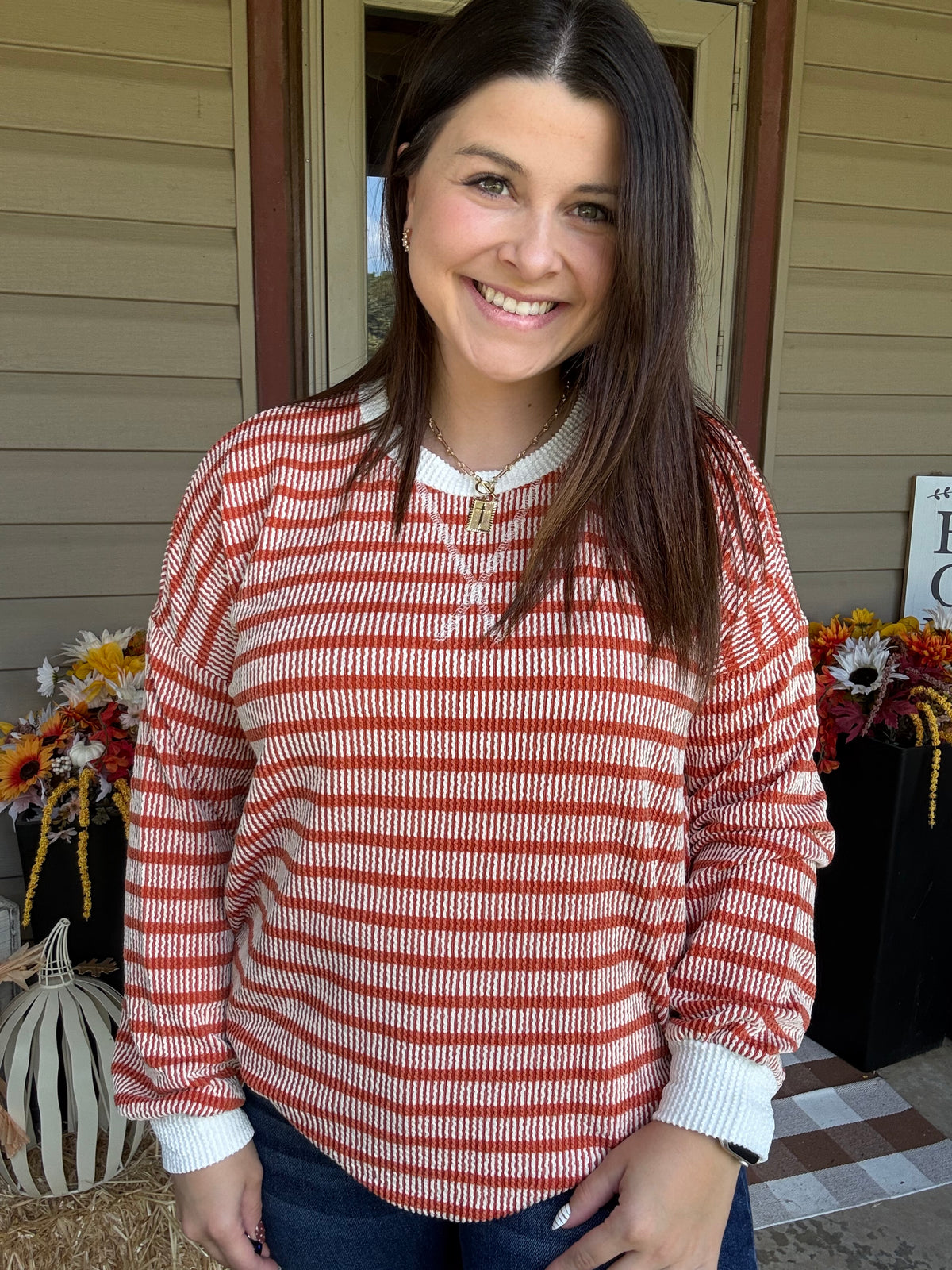 Raised Rib Striped Blouse