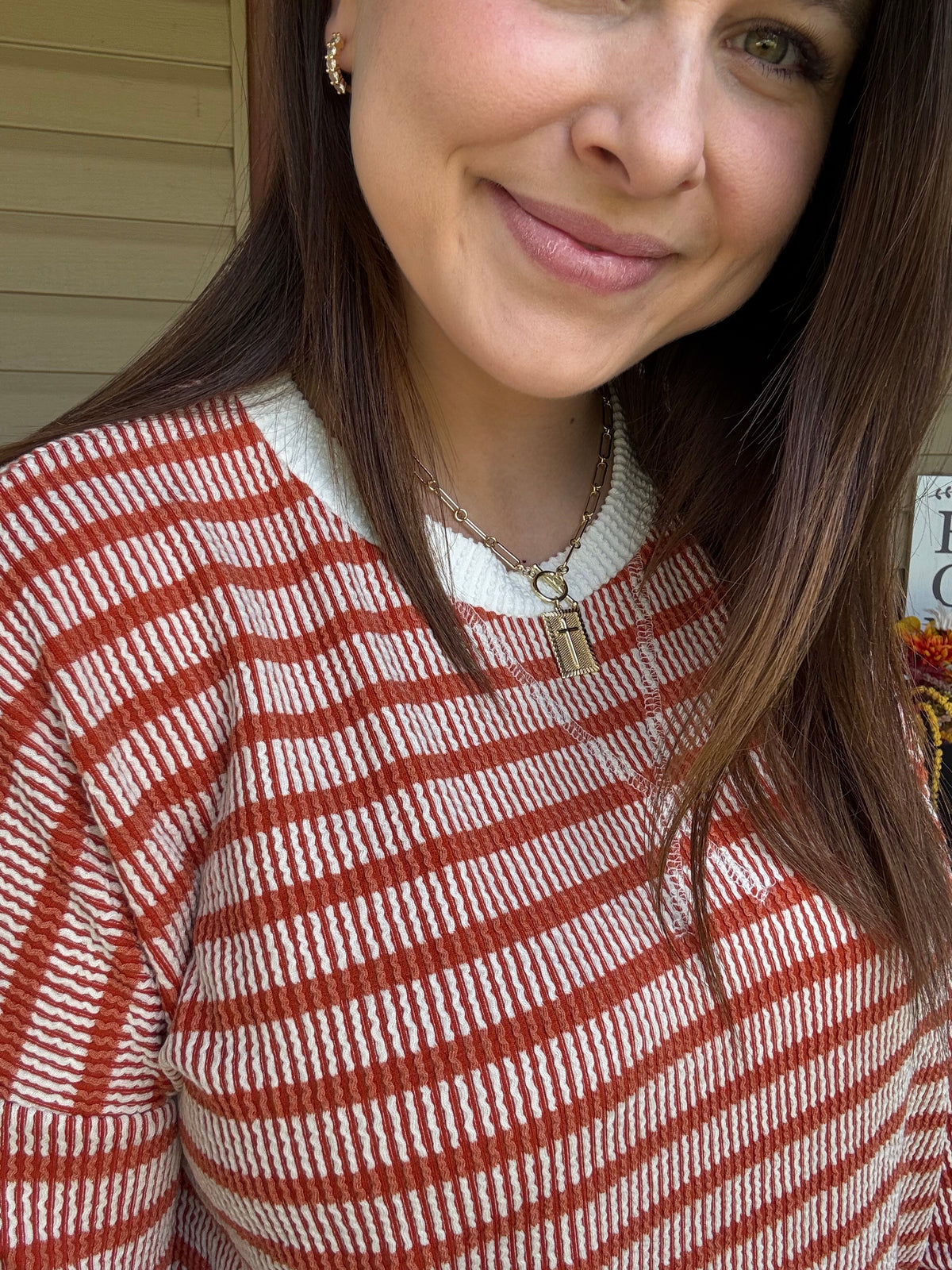 Raised Rib Striped Blouse