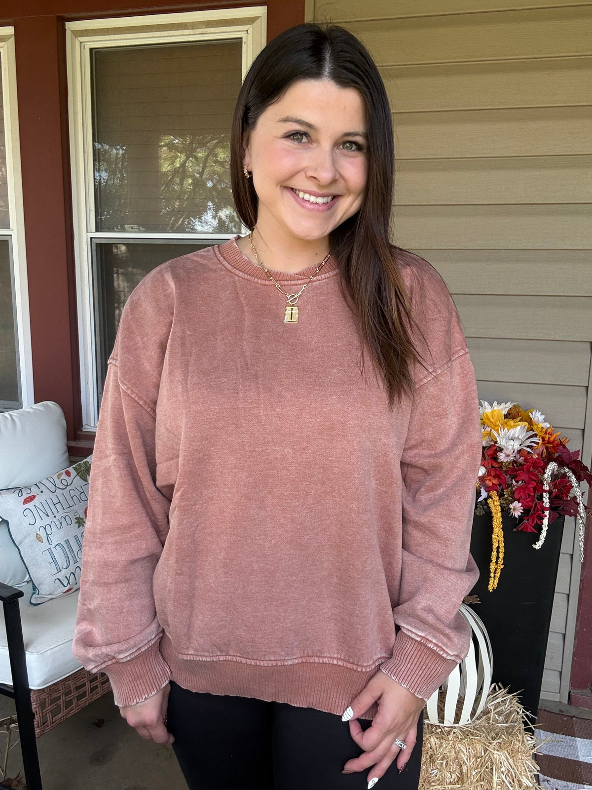 Oversized Fleece Pullover - Rust